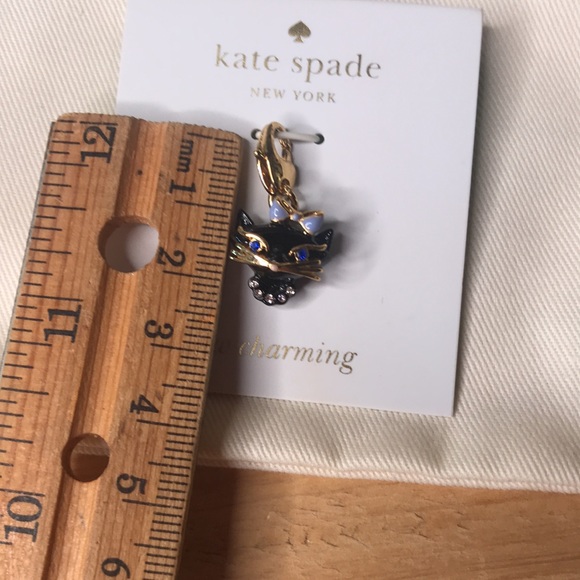 Kate Spade New York How Charming Black Cat with Blue Eyes Sparkly Dangle Charm - Picture 13 of 15
